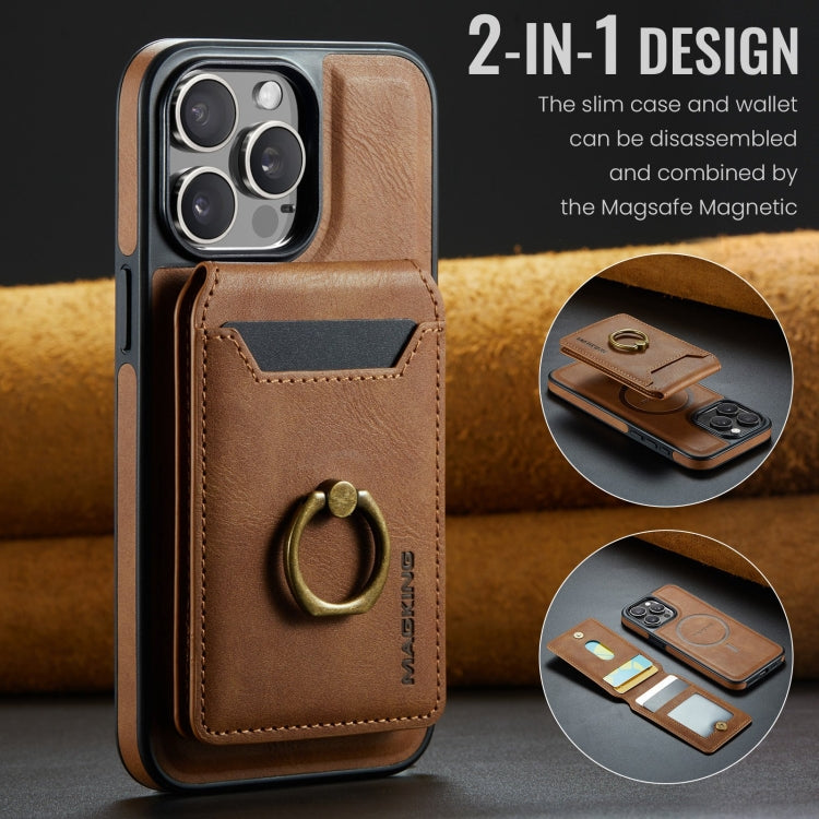 For iPhone 15 DG.MING K1 MagSafe Detachable Wallet RFID Back Cover Phone Case(Brown) - iPhone 15 Cases by DG.MING | Online Shopping UK | buy2fix