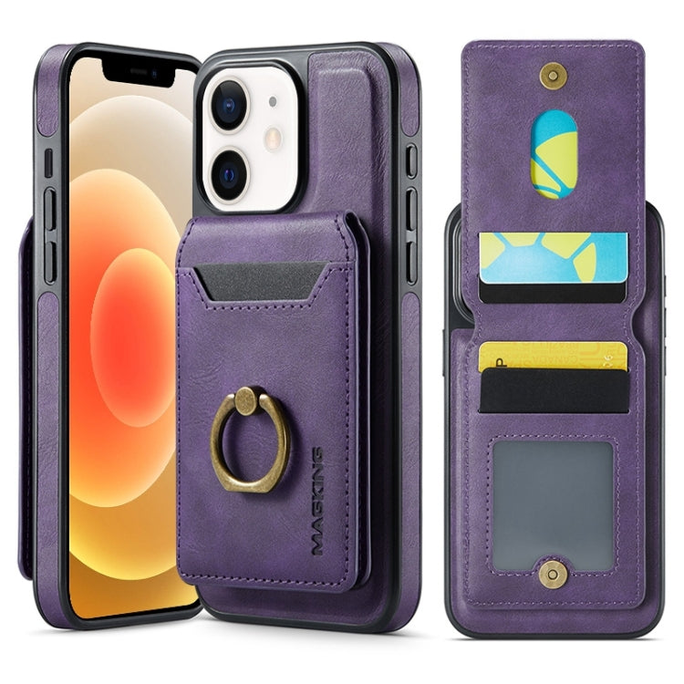 For iPhone 12 DG.MING K1 MagSafe Detachable Wallet RFID Back Cover Phone Case(Purple) - iPhone 12 / 12 Pro Cases by DG.MING | Online Shopping UK | buy2fix