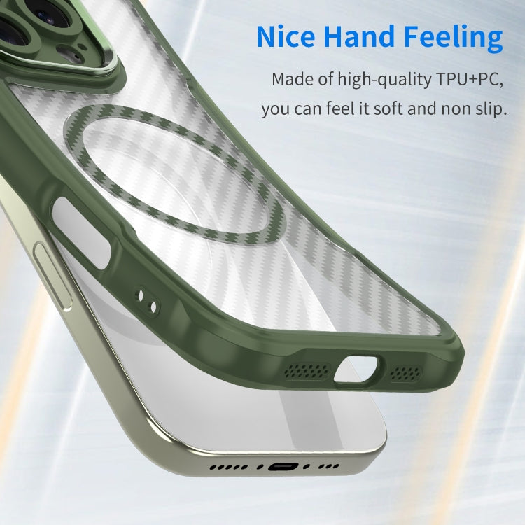 For Samsung Galaxy S23 5G Carbon Fiber Texture MagSafe Translucent Phone Case(Green) - Galaxy S23 5G Cases by buy2fix | Online Shopping UK | buy2fix