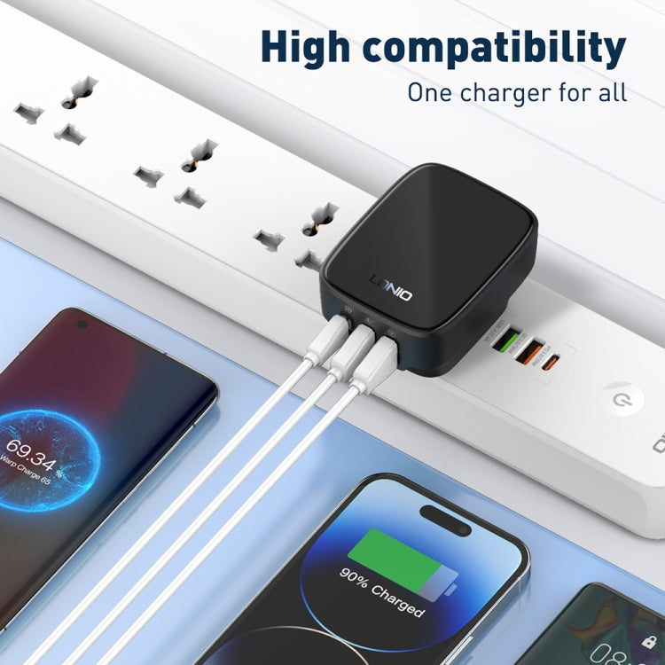 LDNIO Q334 32W Type-C + Dual USB Port Charger with 1m USB-C / Type-C Data Cable, Plug Type:US Plug(Black) - USB Charger by LDNIO | Online Shopping UK | buy2fix