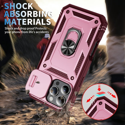 For iPhone 16 Pro Sliding Camshield TPU + PC Phone Case with Holder(Pink+Rose Red) - iPhone 16 Pro Cases by buy2fix | Online Shopping UK | buy2fix