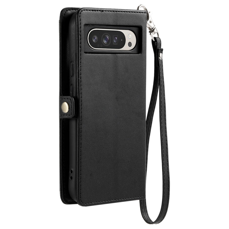 For Google Pixel 9 Pro XL Wallet Multi-card Slot Leather Phone Case with Lanyard(Black) - Google Cases by buy2fix | Online Shopping UK | buy2fix