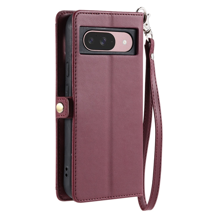 For Google Pixel 9 / 9 Pro Wallet Multi-card Slot Leather Phone Case with Lanyard(Wine Red) - Google Cases by buy2fix | Online Shopping UK | buy2fix