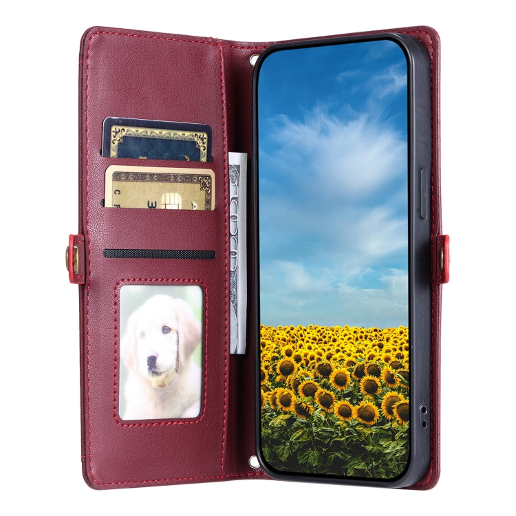 For Google Pixel 9 / 9 Pro Wallet Multi-card Slot Leather Phone Case with Lanyard(Wine Red) - Google Cases by buy2fix | Online Shopping UK | buy2fix