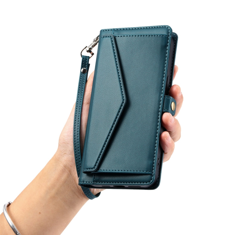 For Google Pixel 9 / 9 Pro Wallet Multi-card Slot Leather Phone Case with Lanyard(Green) - Google Cases by buy2fix | Online Shopping UK | buy2fix