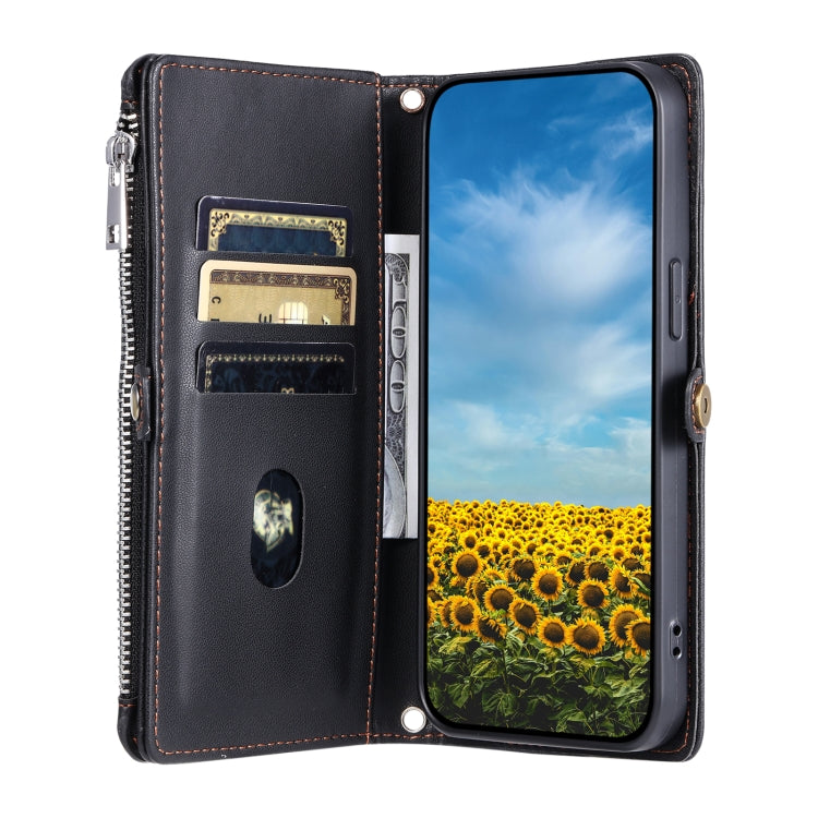 For Google Pixel 9 Pro XL Leather Stitching Multi-card Slot Zipper Phone Case(Black) - Google Cases by buy2fix | Online Shopping UK | buy2fix