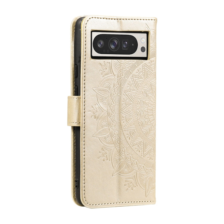 For Google Pixel 9 Pro XL Totem Flower Embossed Leather Phone Case with Lanyard(Gold) - Google Cases by buy2fix | Online Shopping UK | buy2fix