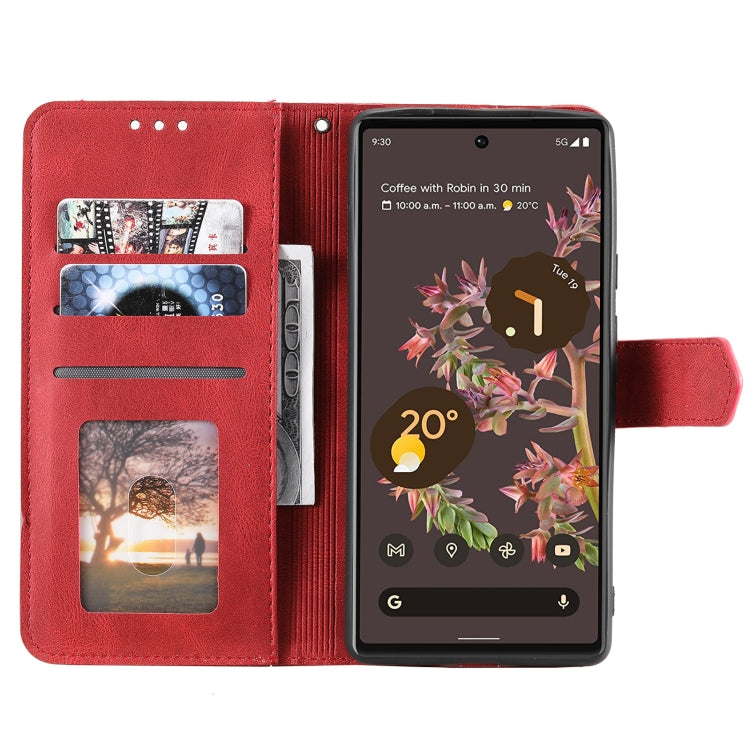 For Google Pixel 9 Pro XL Nail Skin Feel Stitching Calf Texture Leather Phone Case(Red) - Google Cases by buy2fix | Online Shopping UK | buy2fix