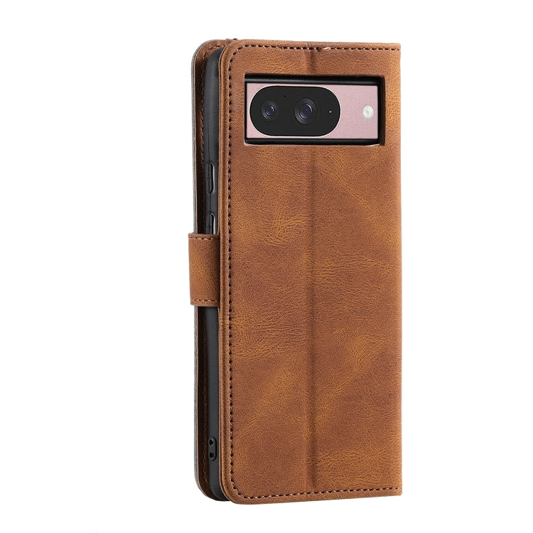 For Google Pixel 9 / 9 Pro Nail Skin Feel Stitching Calf Texture Leather Phone Case(Brown) - Google Cases by buy2fix | Online Shopping UK | buy2fix