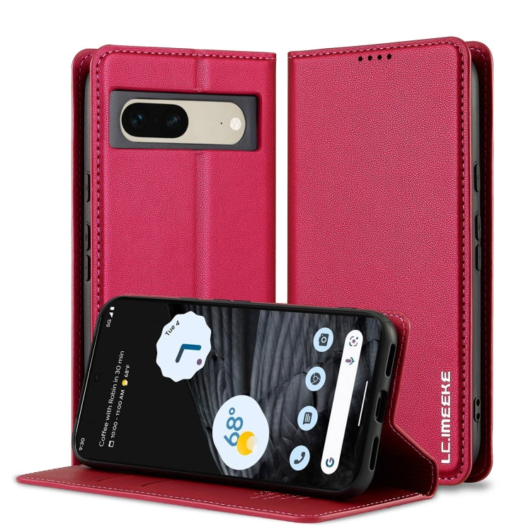 For Google Pixel 7 5G LC.IMEEKE L1 Series Frosted Fine Texture PU Phone Case(Red) - Google Cases by LC.IMEEKE | Online Shopping UK | buy2fix