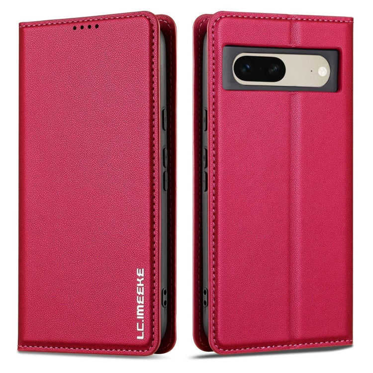 For Google Pixel 7 5G LC.IMEEKE L1 Series Frosted Fine Texture PU Phone Case(Red) - Google Cases by LC.IMEEKE | Online Shopping UK | buy2fix