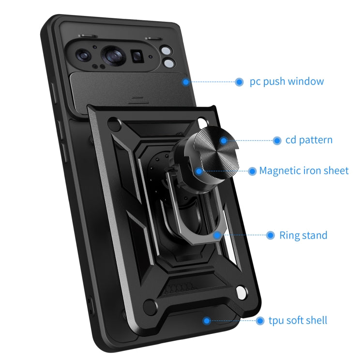 For Google Pixel 9 Pro XL Sliding Camera Cover Design TPU+PC Phone Case(Black) - Google Cases by buy2fix | Online Shopping UK | buy2fix