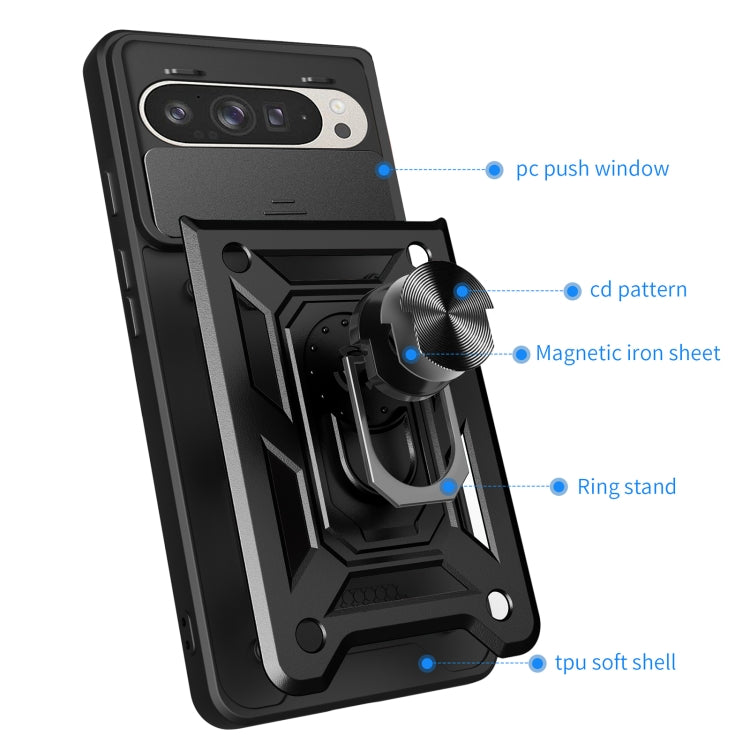 For Google Pixel 9 / 9 Pro Sliding Camera Cover Design TPU+PC Phone Case(Black) - Google Cases by buy2fix | Online Shopping UK | buy2fix