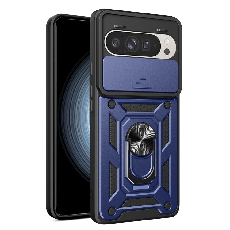 For Google Pixel 9 / 9 Pro Sliding Camera Cover Design TPU+PC Phone Case(Blue) - Google Cases by buy2fix | Online Shopping UK | buy2fix