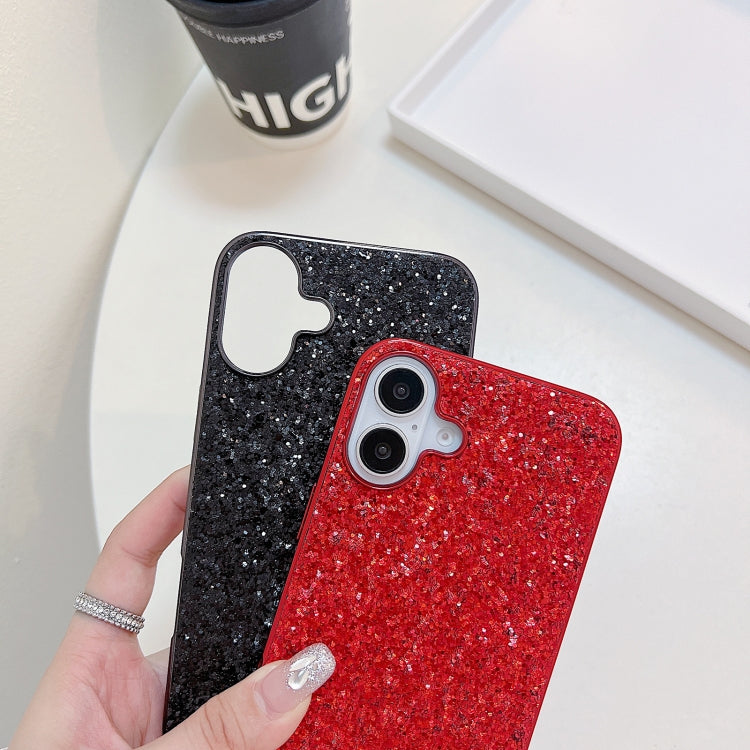 For iPhone 16 Glitter Powder Shockproof TPU Phone Case(Black) - iPhone 16 Cases by buy2fix | Online Shopping UK | buy2fix