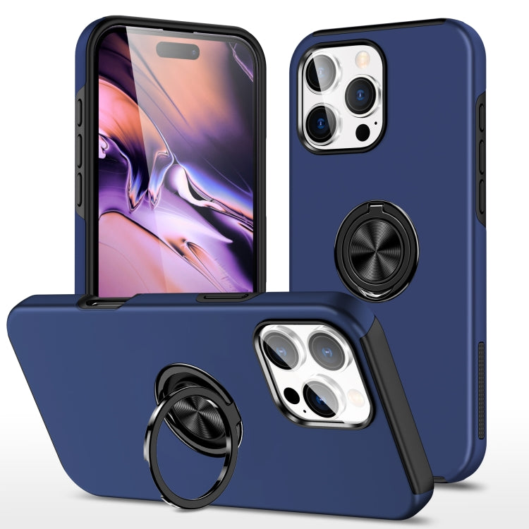 For iPhone 16 Pro Max PC Hybrid TPU Magnetic Ring Holder Phone Case(Navy Blue) - iPhone 16 Pro Max Cases by buy2fix | Online Shopping UK | buy2fix