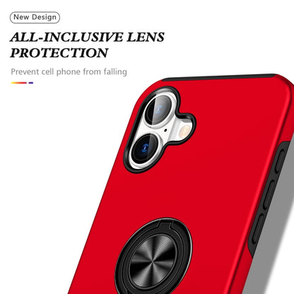 For iPhone 16 Plus PC Hybrid TPU Magnetic Ring Holder Phone Case(Red) - iPhone 16 Plus Cases by buy2fix | Online Shopping UK | buy2fix