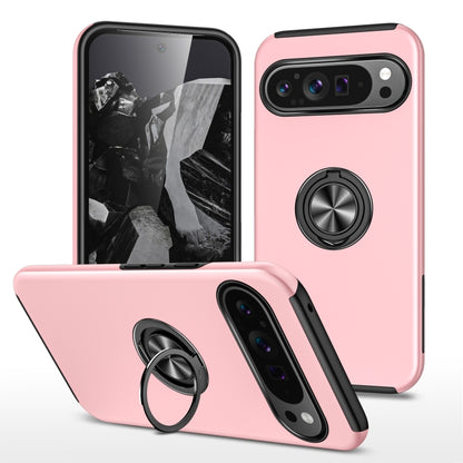 For Google Pixel 9 Pro PC Hybrid TPU Magnetic Ring Holder Phone Case(Rose Gold) - Google Cases by buy2fix | Online Shopping UK | buy2fix