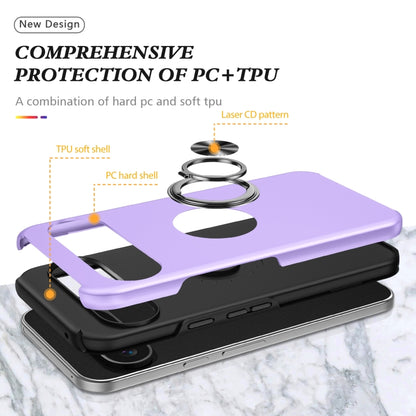 For Google Pixel 9 Pro PC Hybrid TPU Magnetic Ring Holder Phone Case(Purple) - Google Cases by buy2fix | Online Shopping UK | buy2fix