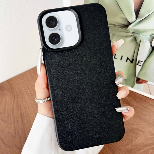 For iPhone 16 Plus Leather Texture TPU Full Coverage Phone Case(Black) - iPhone 16 Plus Cases by buy2fix | Online Shopping UK | buy2fix