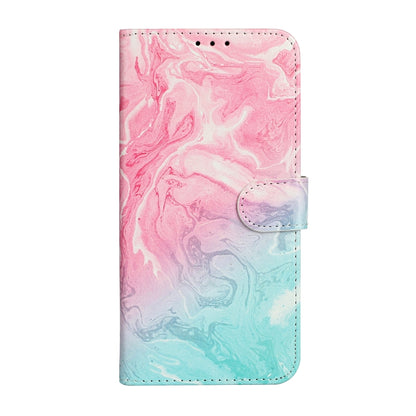 For iPhone 16 Pro Colored Drawing Marble Pattern Leather Phone Case(Pink Green Marble) - iPhone 16 Pro Cases by buy2fix | Online Shopping UK | buy2fix