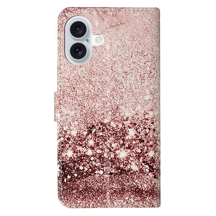 For iPhone 16 Plus Colored Drawing Marble Pattern Leather Phone Case(Rose Gold) - iPhone 16 Plus Cases by buy2fix | Online Shopping UK | buy2fix