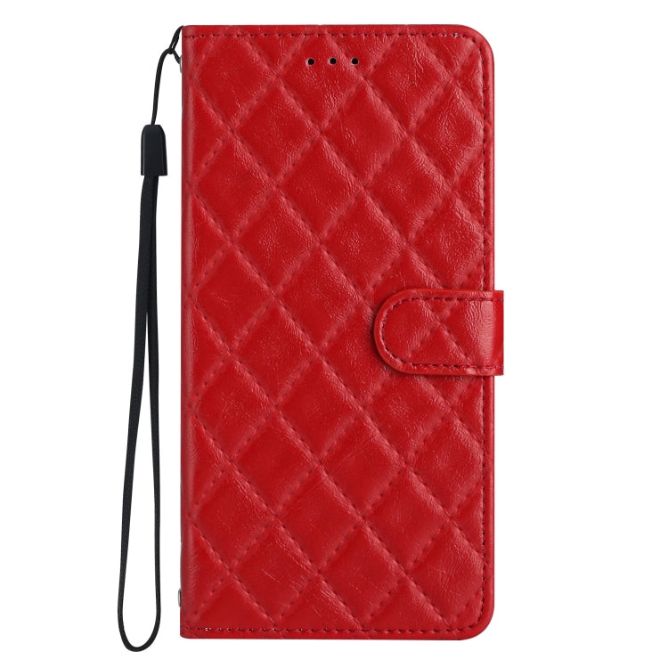 For iPhone 16 Pro Rhombus Lattice Texture Leather Phone Case(Red) - iPhone 16 Pro Cases by buy2fix | Online Shopping UK | buy2fix