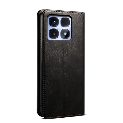 For Redmi K70 Ultra 5G Oil Wax Crazy Horse Texture Leather Phone Case(Black) - Xiaomi Cases by buy2fix | Online Shopping UK | buy2fix