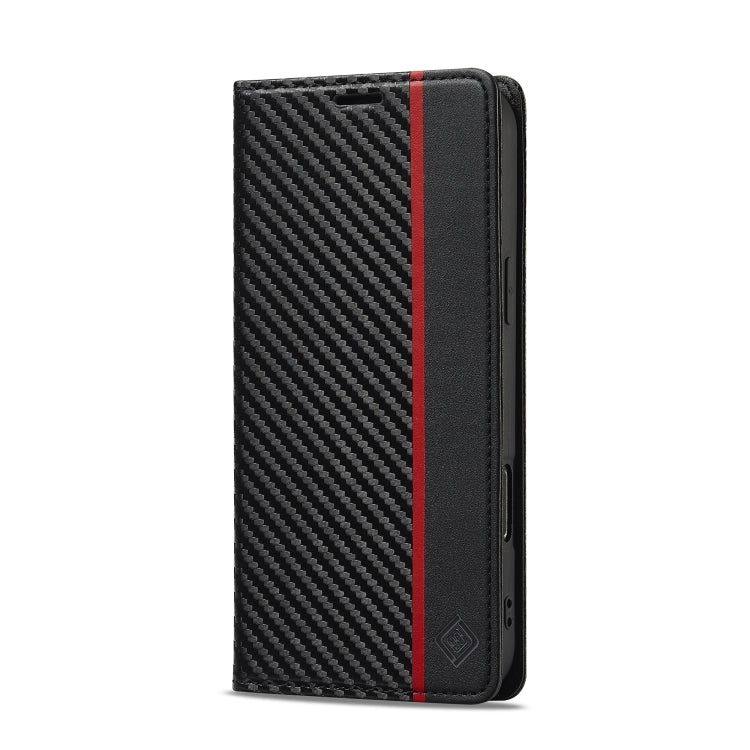 For iPhone 16 Pro LC.IMEEKE Carbon Fiber Leather Phone Case(Vertical Black) - iPhone 16 Pro Cases by LC.IMEEKE | Online Shopping UK | buy2fix