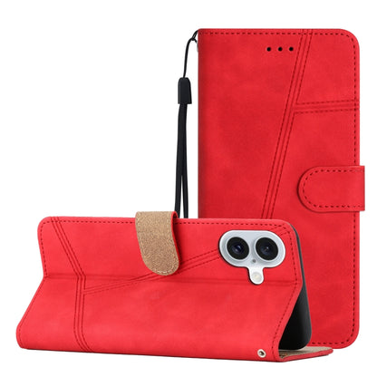 For iPhone 16 Plus Skin-feel Stitching Leather Phone Case(Red) - iPhone 16 Plus Cases by buy2fix | Online Shopping UK | buy2fix