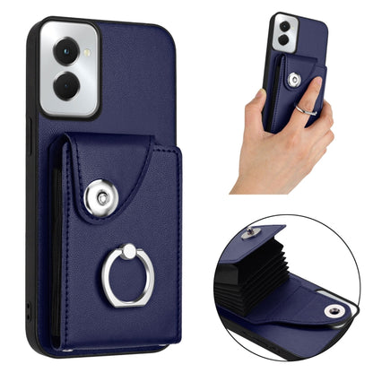 For Motorola Moto G Power 2024 5G Organ Card Bag Ring Holder Phone Case(Blue) - Motorola Cases by buy2fix | Online Shopping UK | buy2fix