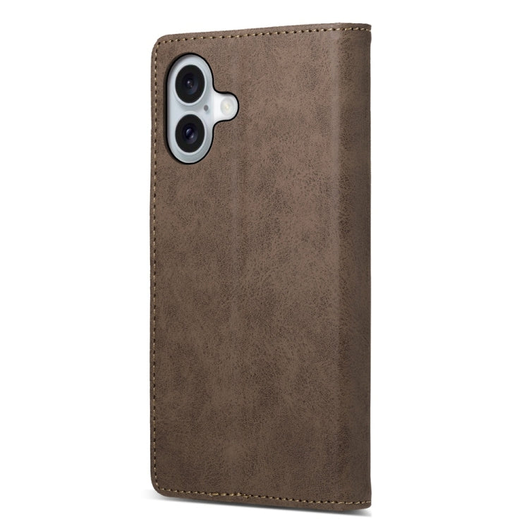 For iPhone 16 Business Solid Color Magnetic RFID Leather Phone Case(Brown) - iPhone 16 Cases by buy2fix | Online Shopping UK | buy2fix