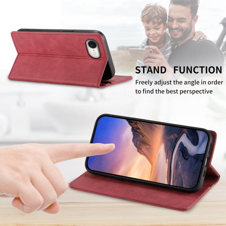 For iPhone SE 2024 Business Solid Color Magnetic RFID Leather Phone Case(Red) - More iPhone Cases by buy2fix | Online Shopping UK | buy2fix