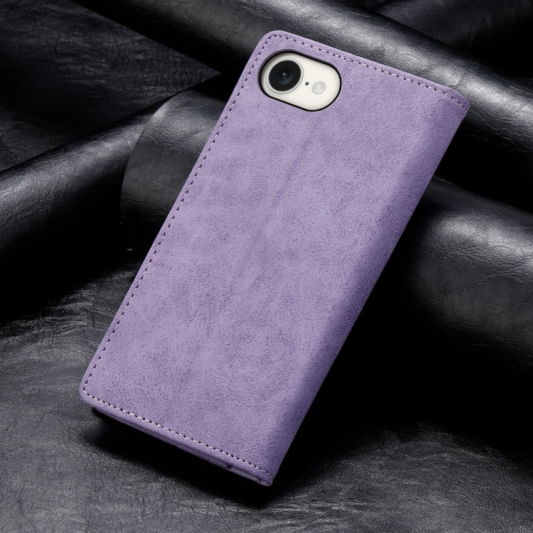 For iPhone SE 2024 Business Solid Color Magnetic RFID Leather Phone Case(Purple) - More iPhone Cases by buy2fix | Online Shopping UK | buy2fix