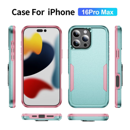 For iPhone 16 Pro Max Pioneer Armor Heavy Duty PC + TPU Phone Case(Green+Pink) - iPhone 16 Pro Max Cases by buy2fix | Online Shopping UK | buy2fix