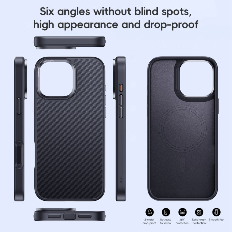 For iPhone 16 Plus Carbon Fiber Kevlar MagSafe Magnetic Phone Case(Black) - iPhone 16 Plus Cases by buy2fix | Online Shopping UK | buy2fix