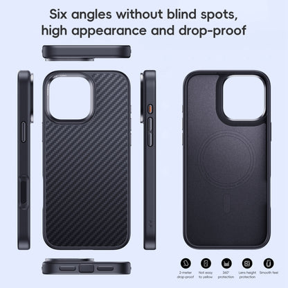 For iPhone 16 Carbon Fiber Kevlar MagSafe Magnetic Phone Case(Black) - iPhone 16 Cases by buy2fix | Online Shopping UK | buy2fix