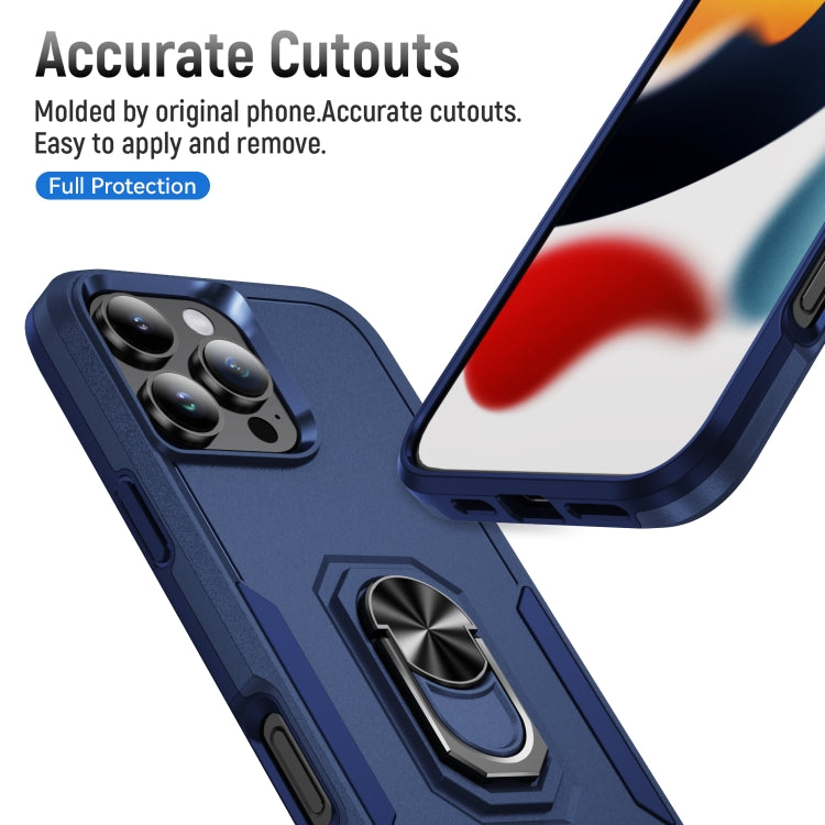 For iPhone 16 Pro Pioneer Armor Heavy Duty PC + TPU Phone Case with Holder(Blue) - iPhone 16 Pro Cases by buy2fix | Online Shopping UK | buy2fix