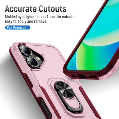 For iPhone 16 Plus Pioneer Armor Heavy Duty PC + TPU Phone Case with Holder(Pink+Rose Red) - iPhone 16 Plus Cases by buy2fix | Online Shopping UK | buy2fix