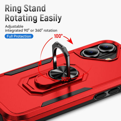 For iPhone 16 Plus Pioneer Armor Heavy Duty PC + TPU Phone Case with Holder(Red+Black) - iPhone 16 Plus Cases by buy2fix | Online Shopping UK | buy2fix