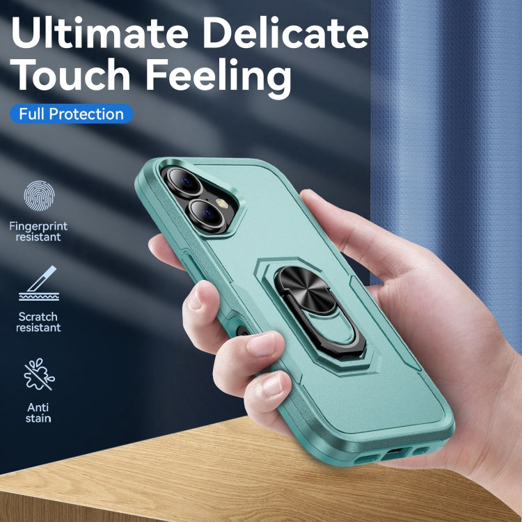 For iPhone 16 Pioneer Armor Heavy Duty PC + TPU Phone Case with Holder(Green) - iPhone 16 Cases by buy2fix | Online Shopping UK | buy2fix