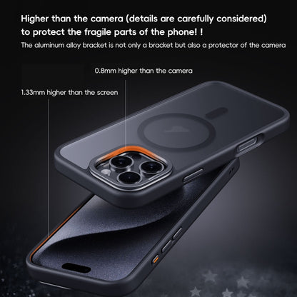 For iPhone 16 Pro Max Frosted Lens Holder MagSafe Magnetic Phone Case(Puprle) - iPhone 16 Pro Max Cases by buy2fix | Online Shopping UK | buy2fix