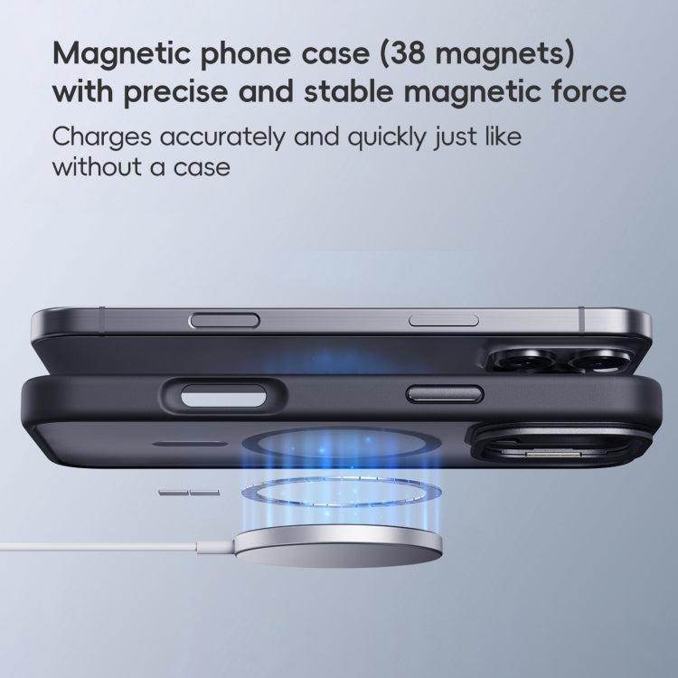 For iPhone 16 Plus Frosted Lens Holder MagSafe Magnetic Phone Case(Puprle) - iPhone 16 Plus Cases by buy2fix | Online Shopping UK | buy2fix