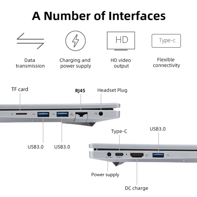 14 inch Windows 11 Laptop, 8GB+256GB, Gen 4th Intel Core i5 CPU, 180 Degree Rotation Axis(Silver) - Others by buy2fix | Online Shopping UK | buy2fix