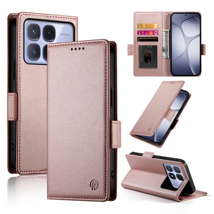 For Redmi K70 Ultra Side Buckle Magnetic Frosted Leather Phone Case(Rose Gold) - Xiaomi Cases by buy2fix | Online Shopping UK | buy2fix