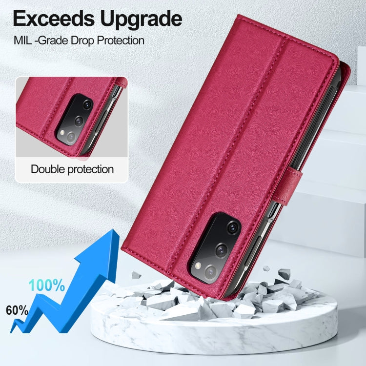 For Samsung Galaxy S20 FE 5G LC.IMEEKE L2 Series Detachable Magsafe PU Phone Case with Lanyard(Red) - Galaxy Phone Cases by LC.IMEEKE | Online Shopping UK | buy2fix