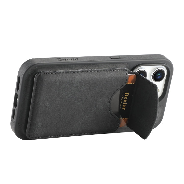 For iPhone 15 Denior D19 Skin Feel MagSafe Detachable Card Slot Phone Case(Black) - iPhone 15 Cases by Denior | Online Shopping UK | buy2fix