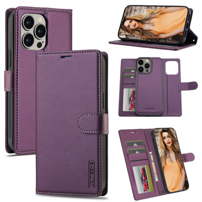 For iPhone 13 Pro LC.IMEEKE L2 Series Detachable Magsafe PU Phone Case with Lanyard(Purple) - iPhone 13 Pro Cases by LC.IMEEKE | Online Shopping UK | buy2fix