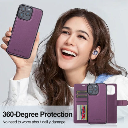 For iPhone 16 Pro Max LC.IMEEKE L2 Series Detachable Magsafe PU Phone Case with Lanyard(Purple) - iPhone 16 Pro Max Cases by LC.IMEEKE | Online Shopping UK | buy2fix