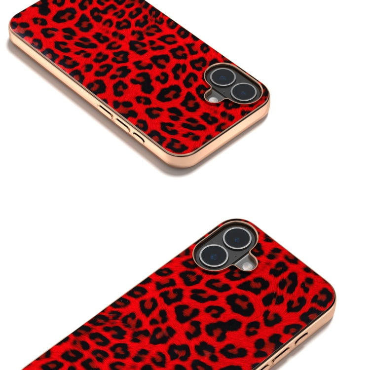 For iPhone 16 Plus Nano Plating Leopard Print Phone Case(Red) - iPhone 16 Plus Cases by buy2fix | Online Shopping UK | buy2fix